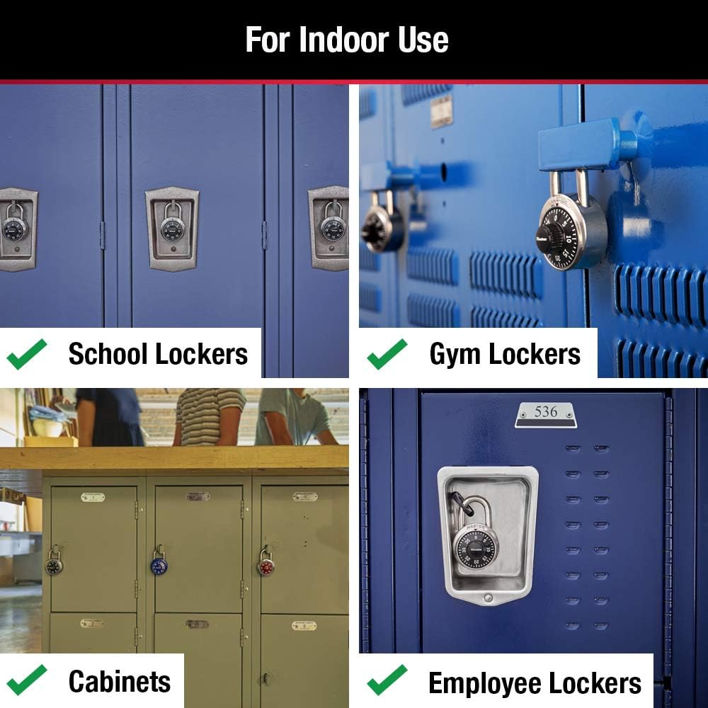 Master Lock Combination Padlock Black School Lock, Indoor Lock 2-Pack 1500T
