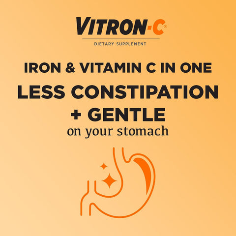 Vitron-C Iron Supplement Plus Vitamin C, Immunity Support, 60 Ct