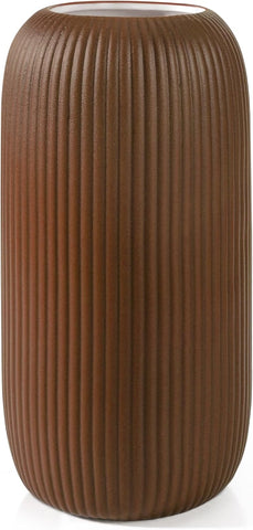 Ceramic Vase for Flowers – Modern Small Ribbed Textured Flower Vase for Home Decor, Pampas Grass, Decorative, Farmhouse, Coffee Table, Kitchen Centerpieces, Bookshelf and Home Living (Caramel)