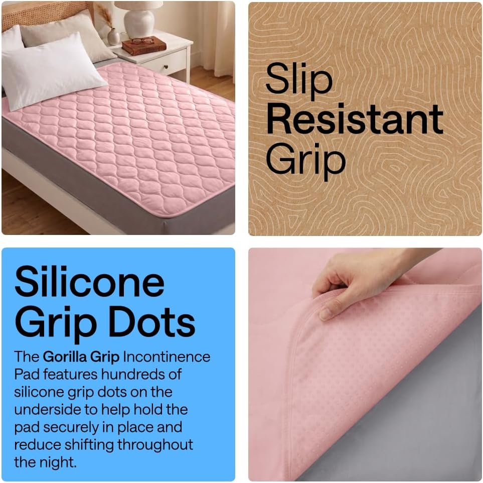 GORILLA GRIP Washable Reusable Underpads, 34x52, Pink