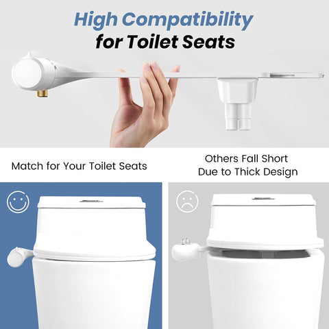 Bidet Attachment for Existing Toilet Seats, Ultra-Slim, Non Electric, Dual Nozzle, Rear & Feminine Wash, Fresh Cold Water Sprayer, Badays Bedets Bedits Badette Bidgets, Black