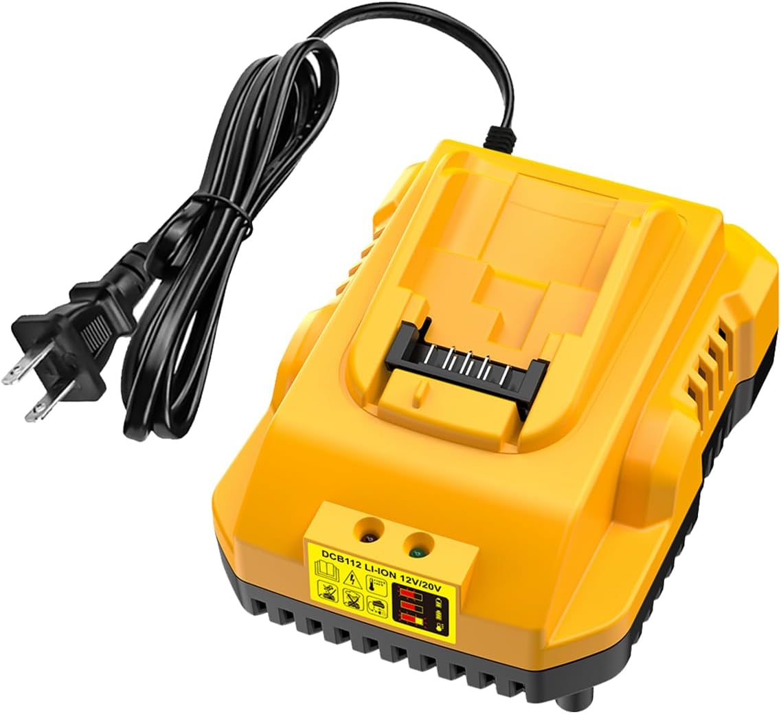 DCB112 Charger Replacement for Dewalt Battery Charger Compatible with Dewalt 12V 20V Max Lithium Battery DCB201 DCB204 DCB205 DCB206 DCB120 DCB127 DCB112 DCB115 DCB118 DCB107 DCB105 DCB102 (Yellow)