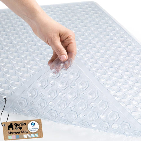 GORILLA GRIP Bath Tub Shower Mat, Bathtub Floor Liner, 35x16 Clear