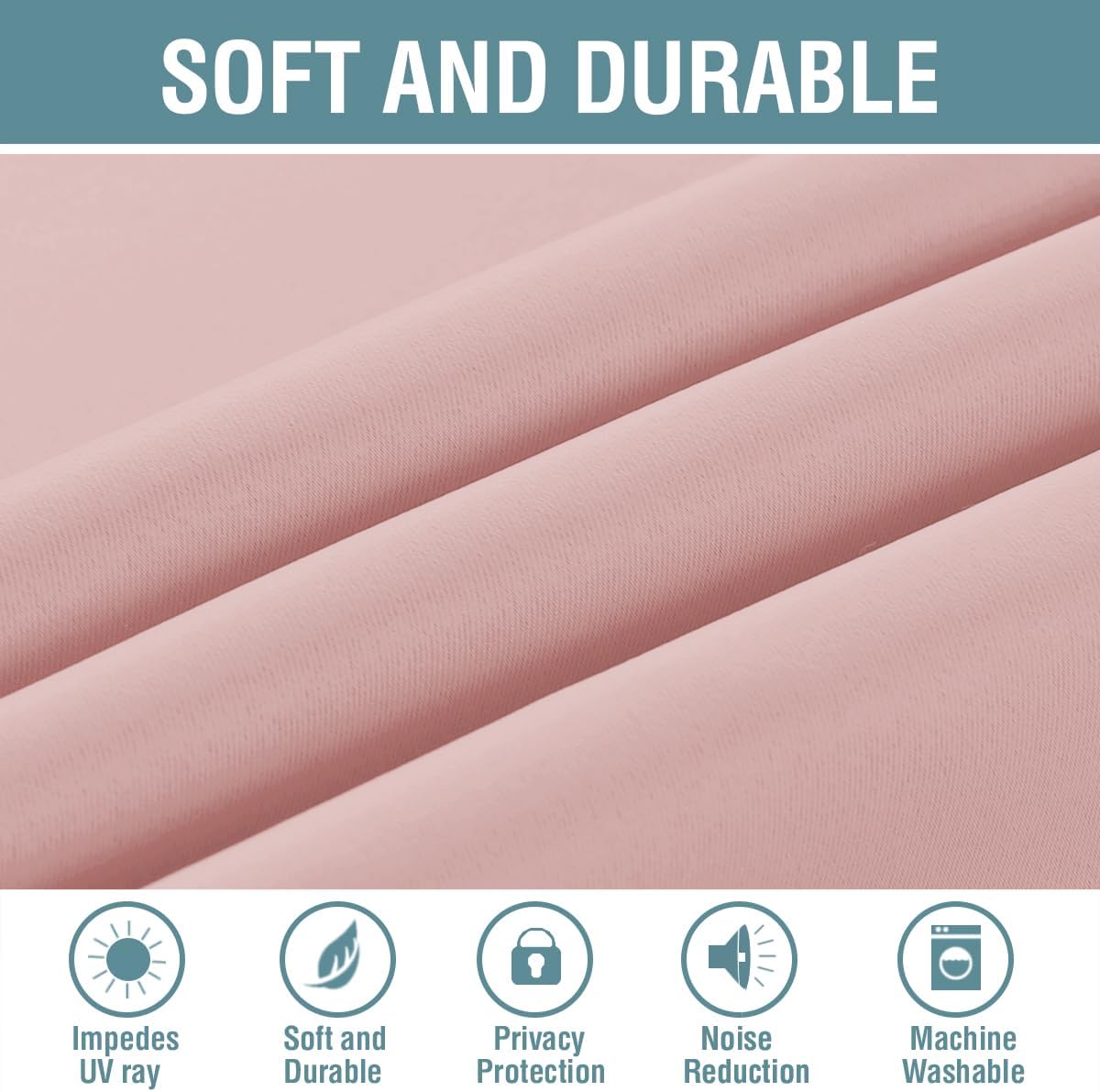 H.VERSAILTEX Blackout Curtain for Living Room Thermal Insulated Window Treatment Curtain 54 inch Length Energy Saving Solid Grommet Top Blackout Drape, One Panel, Baby Pink, 52" W x 54" L