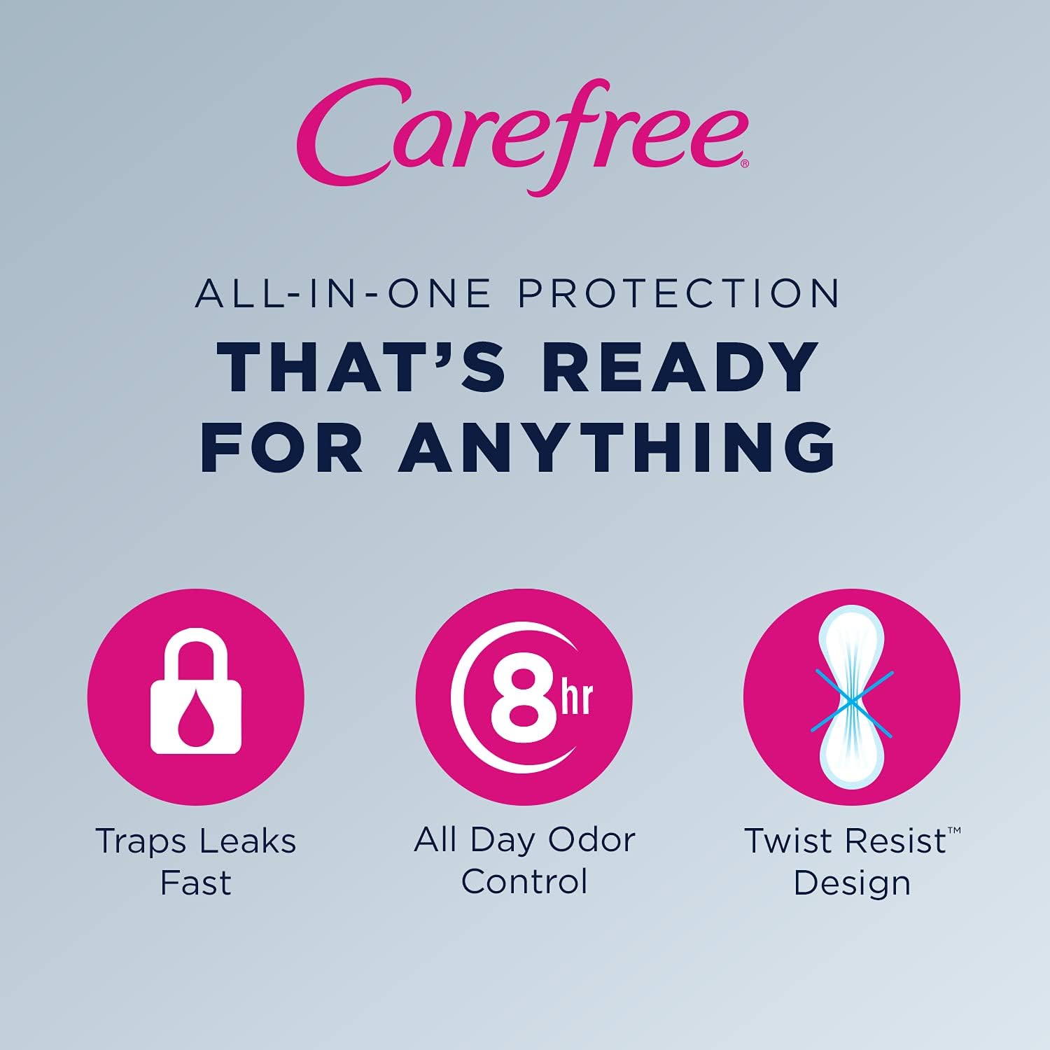 Carefree Panty Liners for Women, Regular, Wrapped, Unscented, 54ct (Pack of 2)