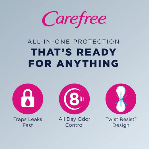 Carefree Panty Liners for Women, Regular, Wrapped, Unscented, 54ct (Pack of 2)