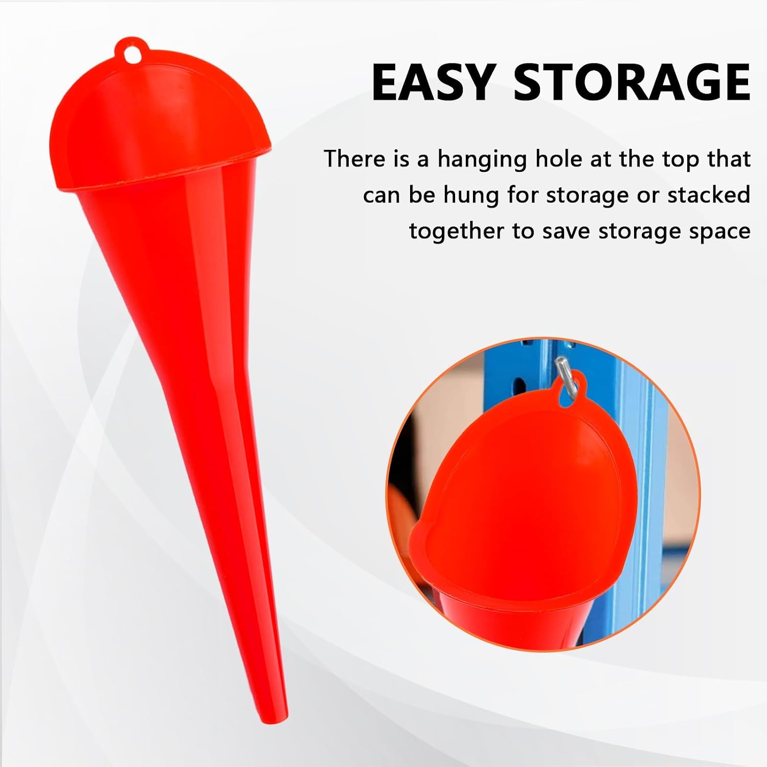 Long-Neck Oil Funnel for Automotive – Multi-Function Plastic Funnel for Oil, Gas & Lubricants – Universal Car Accessory (Red (2-Pack))