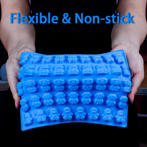 4 Pack Candy Gummy Bear Molds - Silicone Chocolate Molds with 2 Droppers