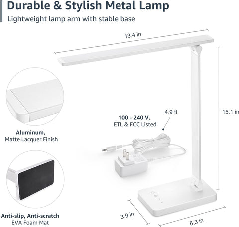 Lepro LED Desk Lamp 9.5W 800lm, Metal Desk Light for Home Office, White