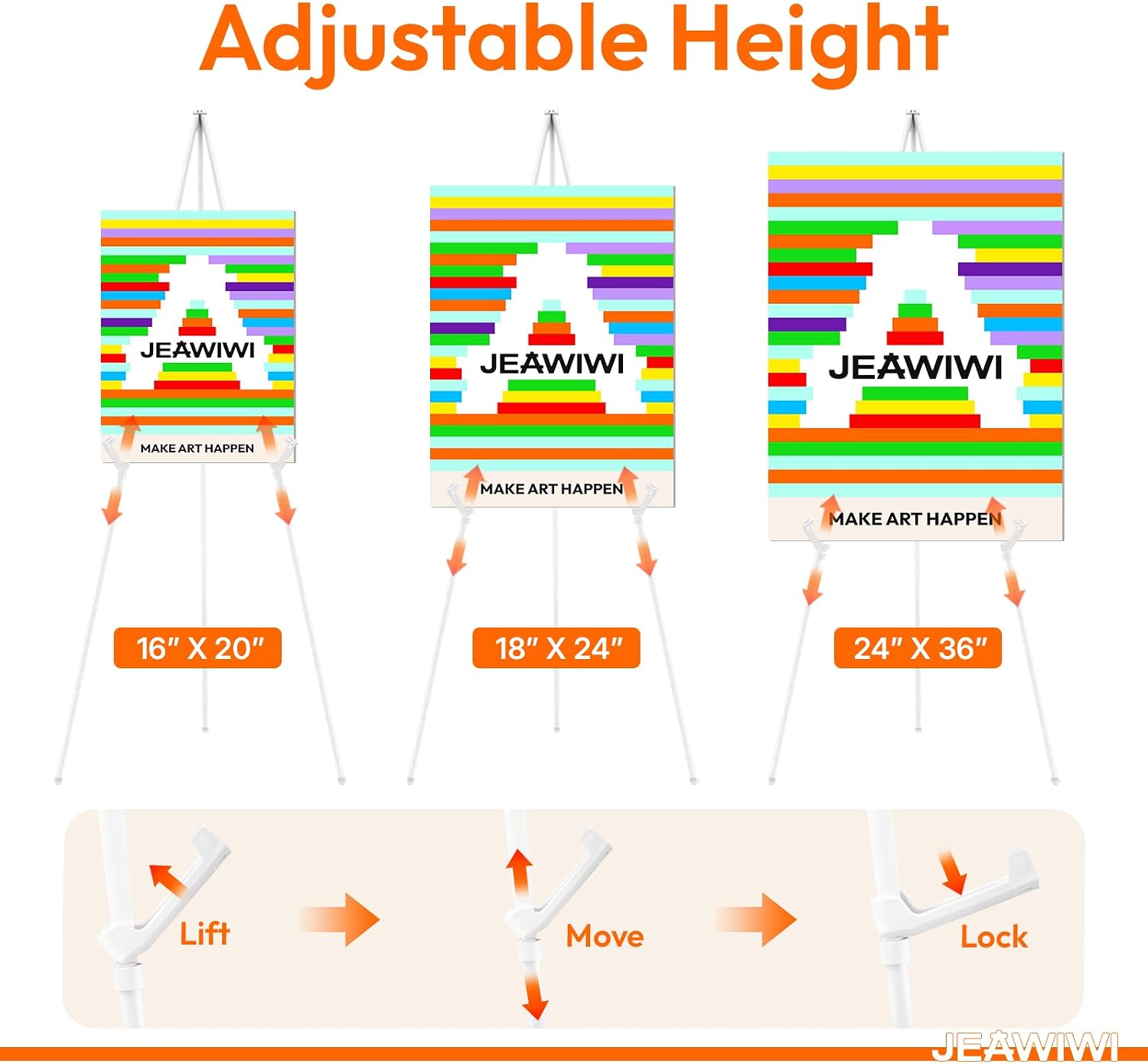 JEAWIWI 1 Pcs Lightweight Easel Stand, 66 Inch, White, with Carry Bags