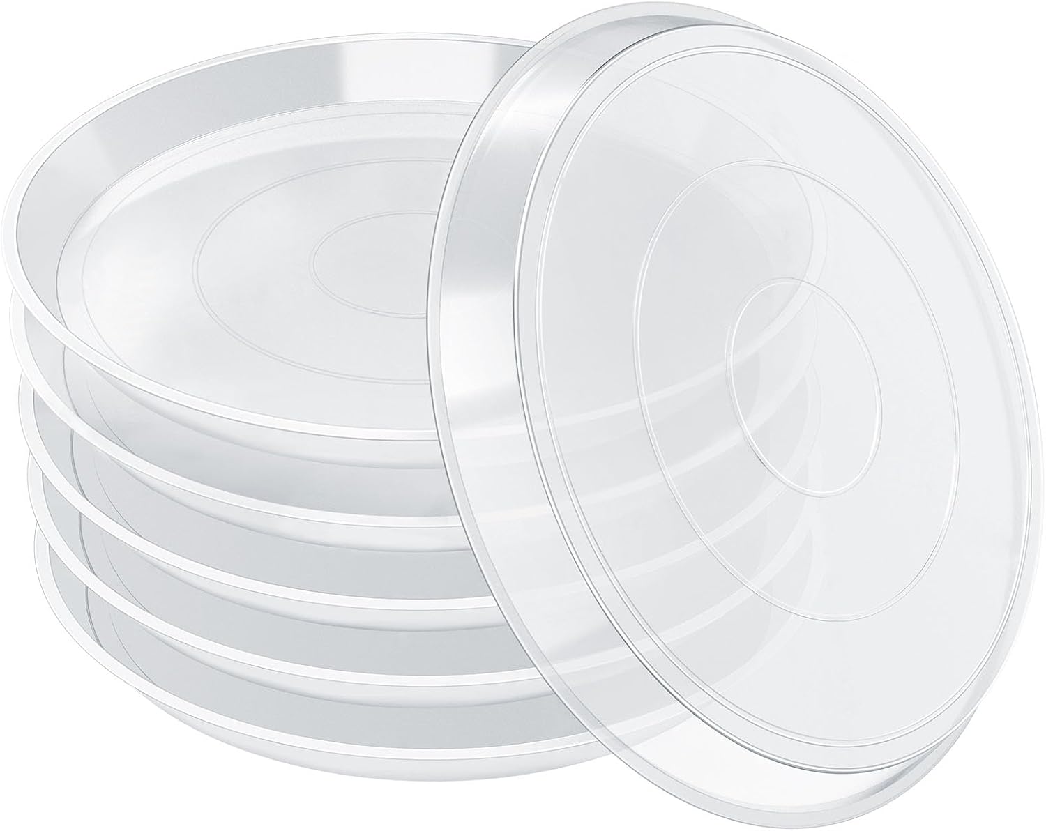 FUIJOL 6 Pack Clear Plant Saucer, Durable Plant Drip Trays Saucers for Pots, No Holes Water Catcher Trays for Indoor Outdoor Planter, Sturdy Base Plate(6", Clear)