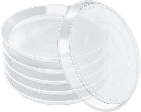 FUIJOL 6 Pack Clear Plant Saucer, Durable Plant Drip Trays Saucers for Pots, No Holes Water Catcher Trays for Indoor Outdoor Planter, Sturdy Base Plate(6", Clear)