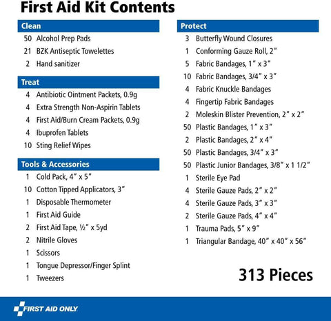 First Aid Only 313 Piece Home & Go Emergency First Aid Kit (91081)