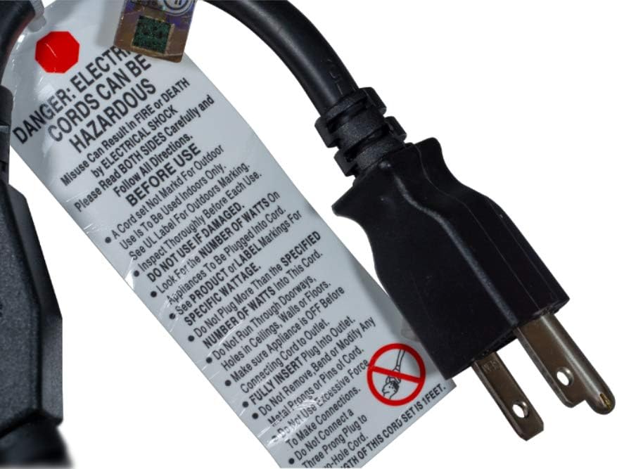 Cablelera Power Cord Extension and Splitter, NEMA 5-15P to NEMA 5-15R x 2, 16 AWG, 13A, 125V (ZWACPQAG-14) Black