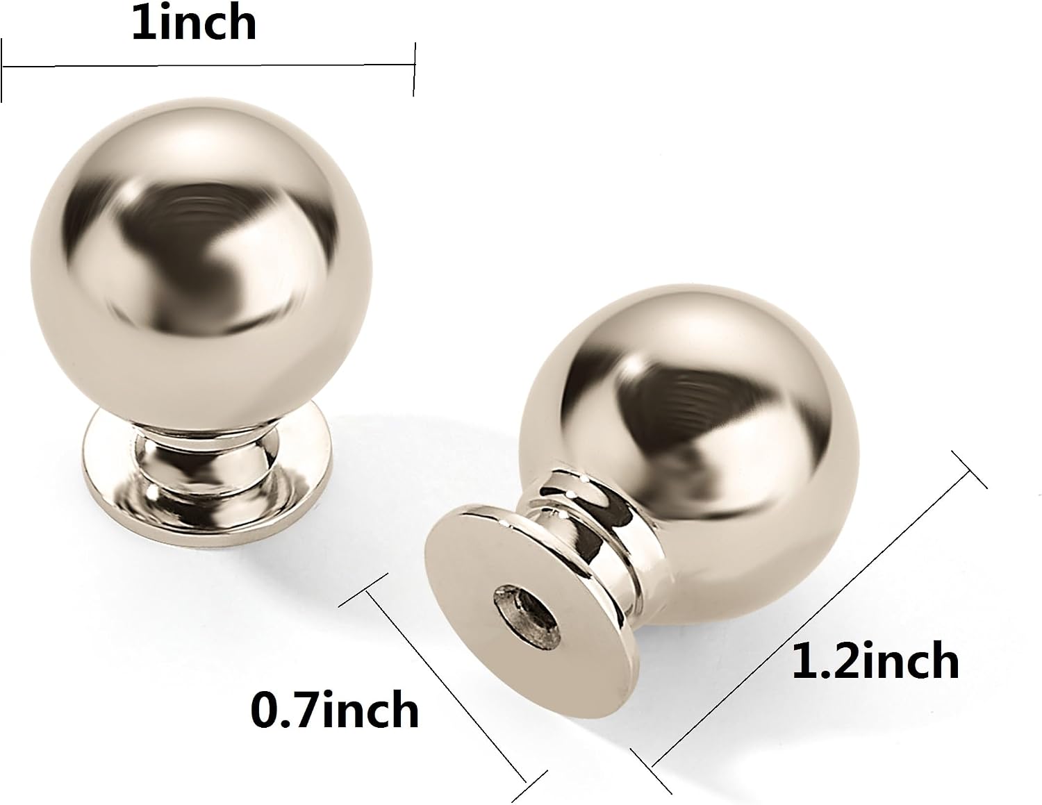10 Pack 1 Inch Vintage Ball Polished Nickel Cabinet Knobs Kitchen Cabinet Hardware Drawer Knobs Pulls for Drawers.
