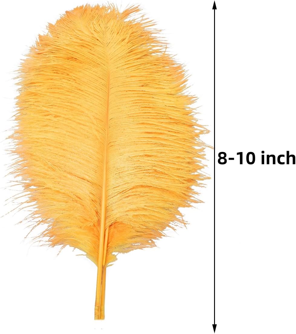 Ballinger Big Gold Ostrich Feathers for Crafts,24Pcs,8-10inch