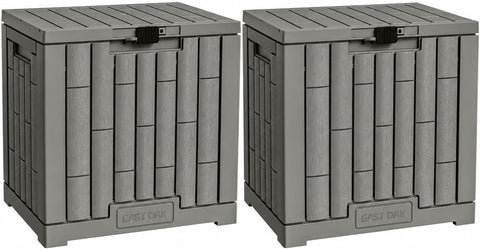 EAST OAK Outdoor Storage Box, 31 Gallon 2 Pack Deck Box Indoor and Outdoor Use, Waterproof Resin Storage Bin for Package Delivery, Patio Cushions, Gardening Tools, Lockable, UV Resistant, Grey