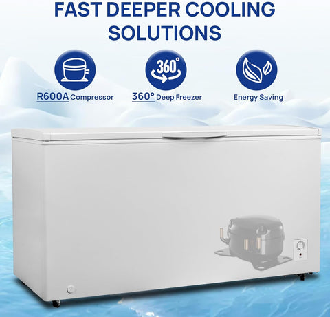 Smad Chest Freezer 20 Cu. Ft. Garage Ready Freezer with 2 Baskets, Top Opening, 7 Level Temperature Control, Easy Defrost Drain for Storage, Hunting, Office, Outdoor, Large Capacity, 4 Wheels