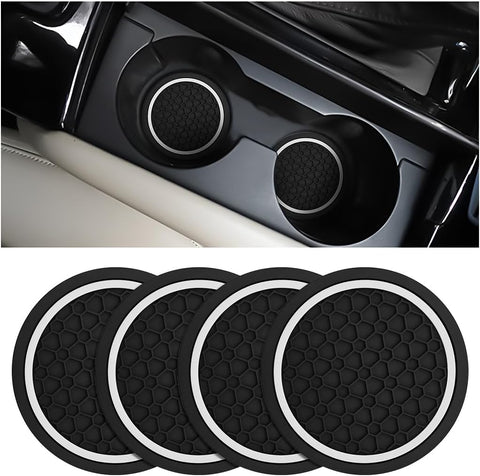 Mandark 4PCS 2.75 Inch Car Cup Holder Coasters, Non-Slip, Black/White