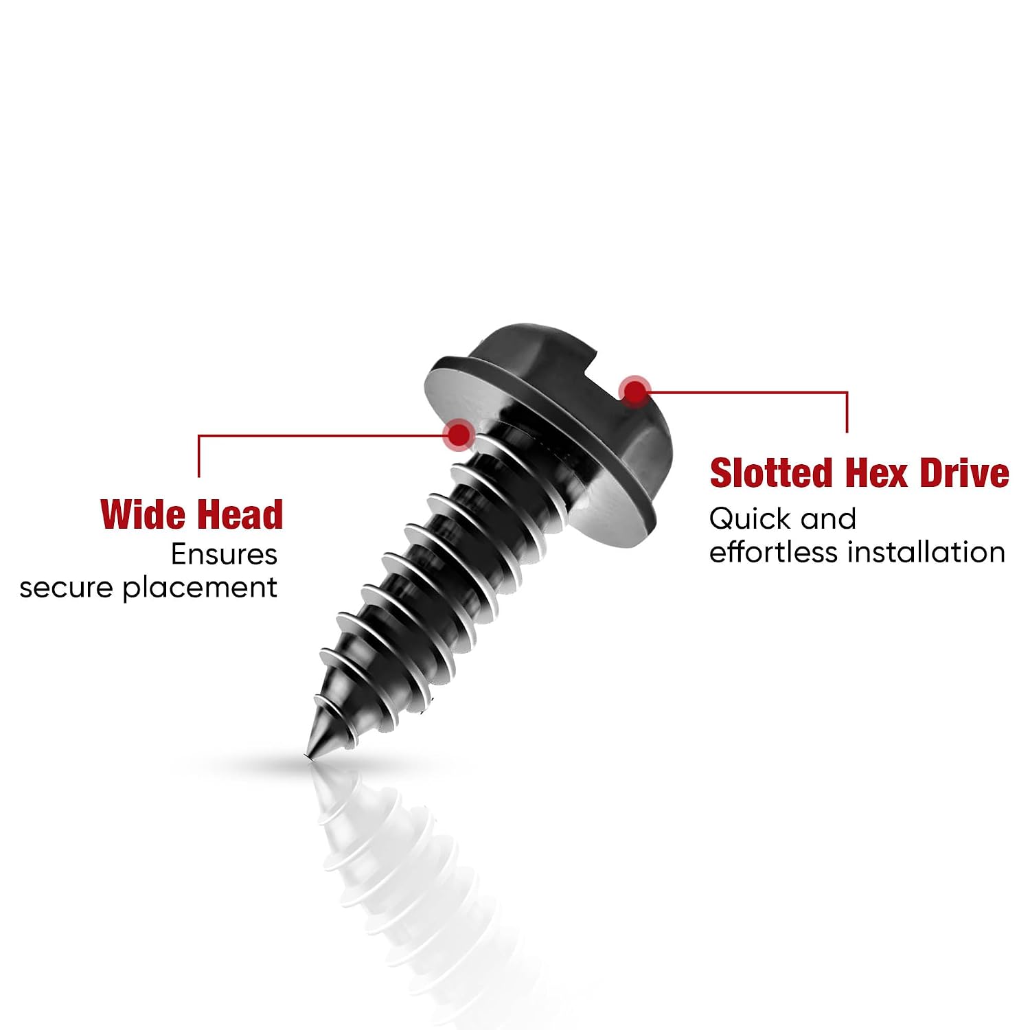 License Plate Screws with Rustproof Finish - License Plate Screw Kit for Front & Rear Plates - License Plate Bolts for Domestic Vehicles - Stainless Steel Screws for License Plates (4-Pack, Black)