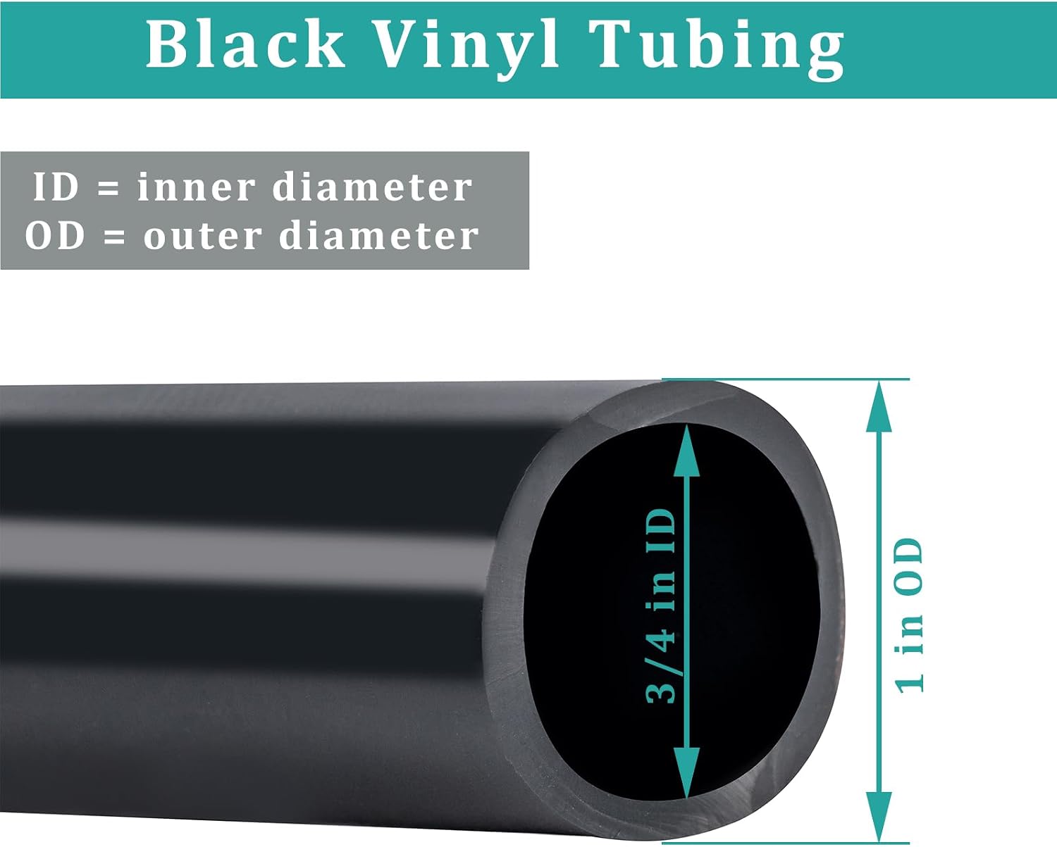 3/4" id - 10ft Black Vinyl Tubing Flexible PVC Irrigation Hose & 2 Clamps