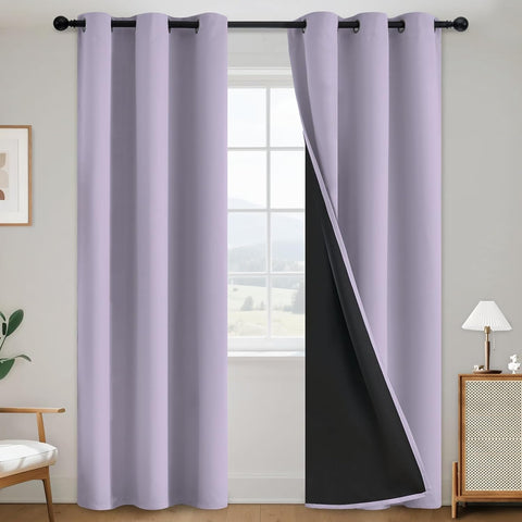SimpleHome Lilac 100% Blackout Curtains Room Darkening Living Room 84 Inch