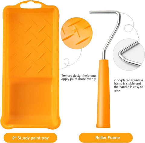 Mister Rui 2 Inch Foam Paint Roller Kit, Mini Paint Roller Brush 9 Pack