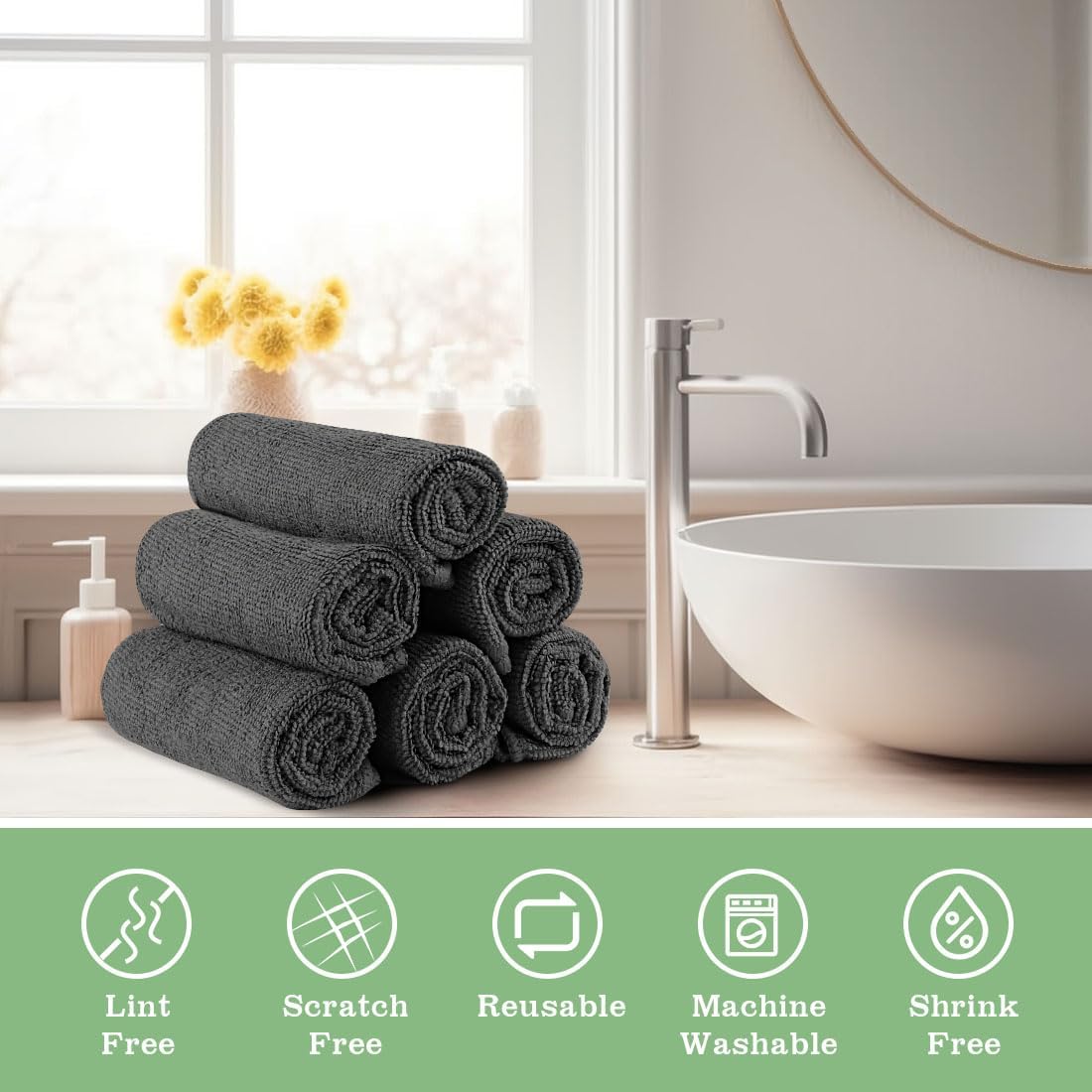 UNIMADE Washcloths 10 Pack Face Towels (12" x 12"), Highly Soft Wash Cloths
