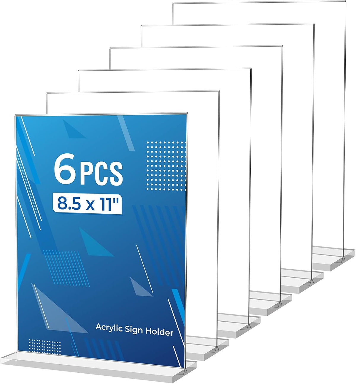 6 Pack Acrylic Sign Holder 8.5 x 11 Inches, Vertical Flyer Display Stand
