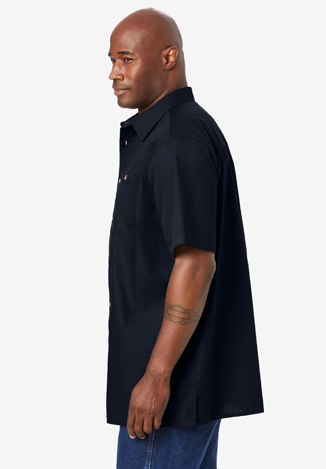 KingSize Solid Wrinkle-Resistant Short Sleeve Button Down
