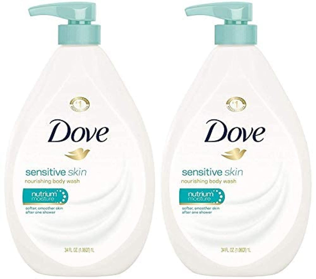 Dove Body Wash, Sensitive Skin Pump,34 Fl Oz (Pack of 2)