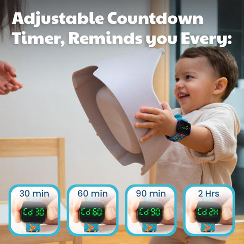 Potty Training Watch for Kids V2 – A Water Resistant Toilet Reminder Device for Boys & Girls to Train Your Toddler with Fun/Musical & Vibration Interval Reminder with Potty Training eBook (Dino)