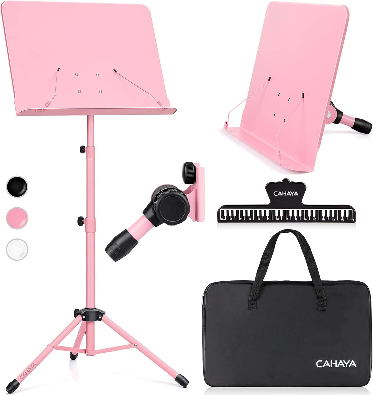 CAHAYA Sheet Music Stand Dual-use Converts to Desktop Stand Adjustable Pink