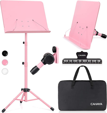 CAHAYA Sheet Music Stand Dual-use Converts to Desktop Stand Adjustable Pink