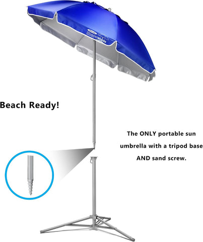 Wondershade Ultimate Portable Sun Shade Umbrella – Lightweight Adjustable Outdoor Patio & Beach Umbrella with Tripod Base (Blue)