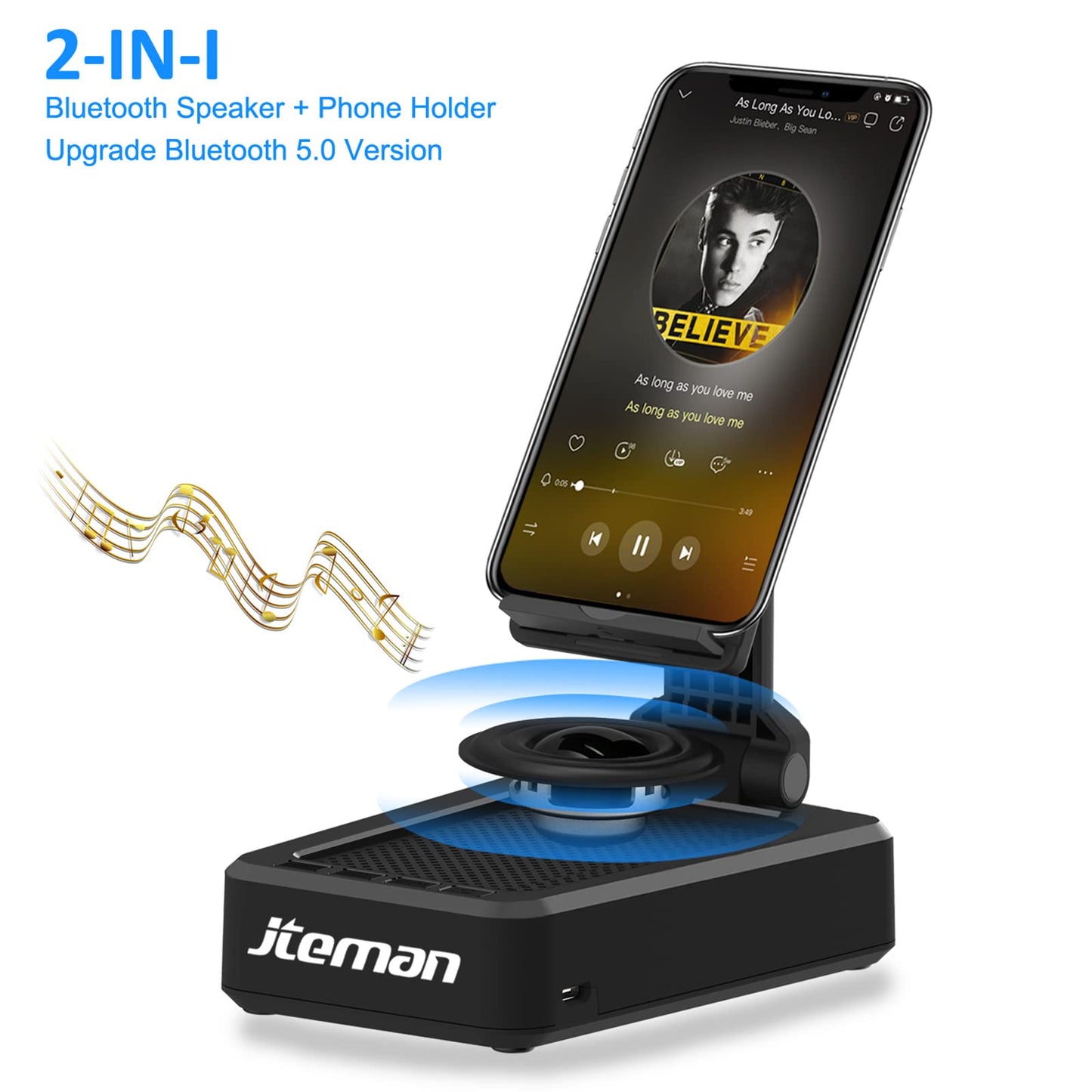 Cell Phone Stand with Wireless Bluetooth Speaker and Anti-Slip Base HD Surround Sound Perfect for Home and Outdoors with Bluetooth Speaker for Desk Compatible with iPhone/ipad/Samsung Galaxy