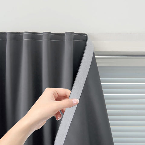 Magic Tape Stick On Curtains Window Shades Pull Down Blackout Window Cover Blackout Curtains for Bedroom No Drillng Self Adhesive Curtains No Rod Small Window, 59" W X 84" L, Grey, 2 Panels
