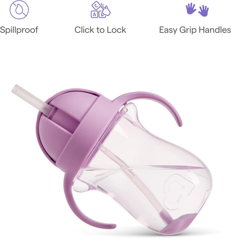 Munchkin Any Angle Weighted Straw Toddler Sippy Cup, 10 oz, Purple
