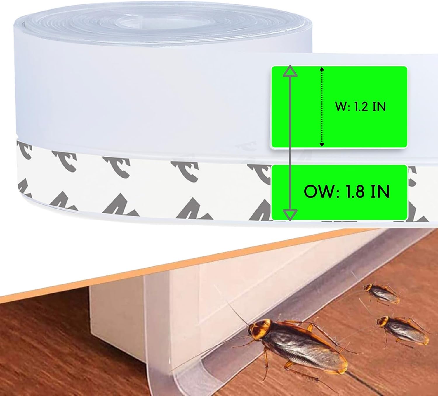 Weather Stripping Door Seal 33ft Extra-Wide Silicone, Strong Adhesive, Seals Large Gaps for Maximum Winter Cold Protection and Weatherproofing, 1.8in Transparent