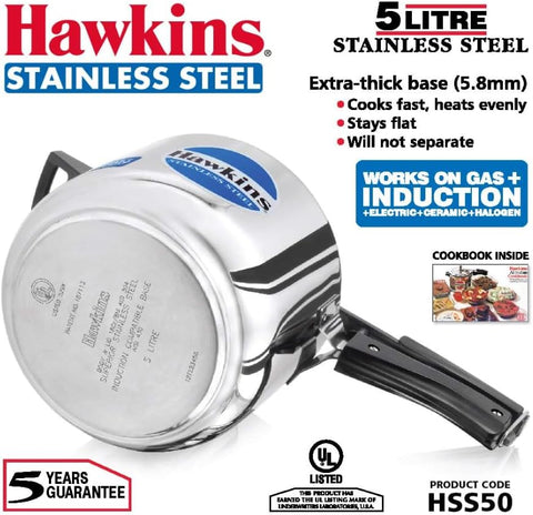 Hawkins Stainless Steel 5.0 Litre Pressure Cooker