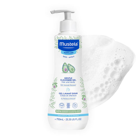 Mustela Gentle Cleansing Gel - Baby Wash for Delicate Skin and Hair - Newborn-Safe Cleanser - Made with with Natural Avocado Perseose - 1 or 2-Pack - Various Sizes