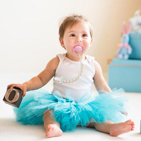Pacifier Clips Baby Girls - Draklary 4 Pack Paci Clip Silicone Soothe Baby Binky Holder for Newborn Essentials Shower Birthday Gift Scenes