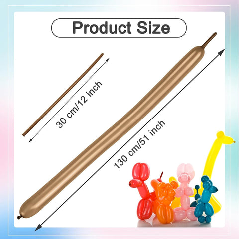 Khaki Long Balloons - 260 Balloons for Animal Modeling & Party Decor, 100P