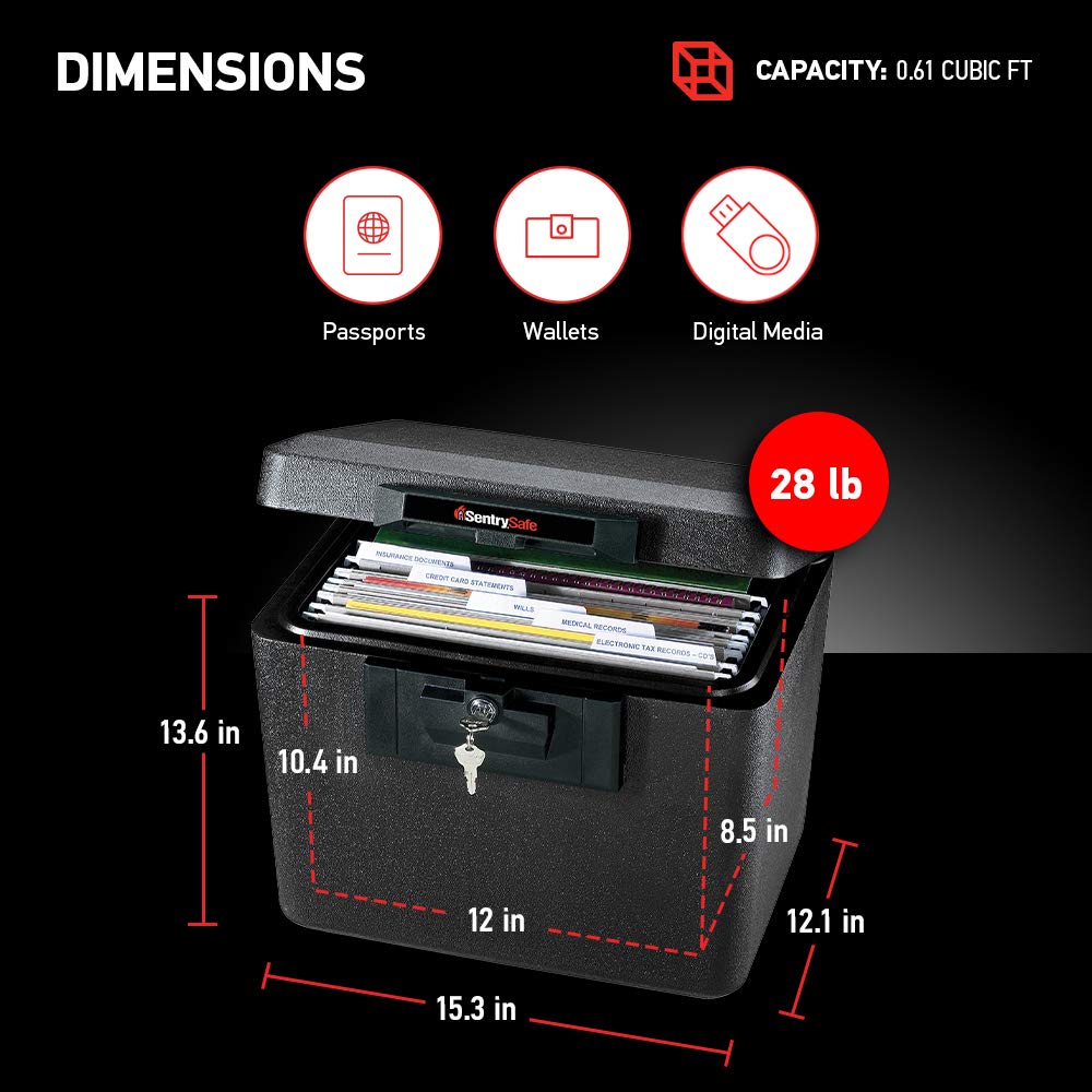 SentrySafe 1170 Fire File Box, Black