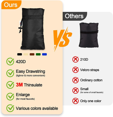 Enlarge Outdoor Faucet Cover for Winter Freeze Protection, 3M Thinsulate, 10"H x 6.3"W Hose Bib Covers for Wall Taps Outside, Waterproof & Frost Free Insulated Spigot Cover, 4 Pcs Faucet Socks - Black