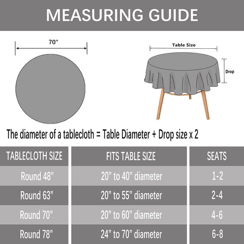 Dimatic Heavy Weight Cotton Linen Tablecloth, Plaid Tassel Round Table Cover for Kitchen Dining Room Tabletop Decorations, Round - 70", Beige