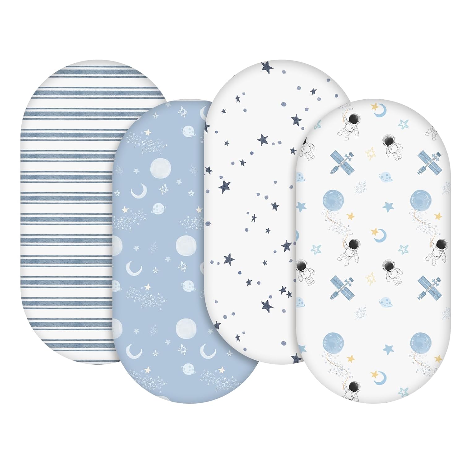 Gllquen Baby Bassinet Sheets 4 Pack, Breathable Cozy Fitted Mattress Sheet