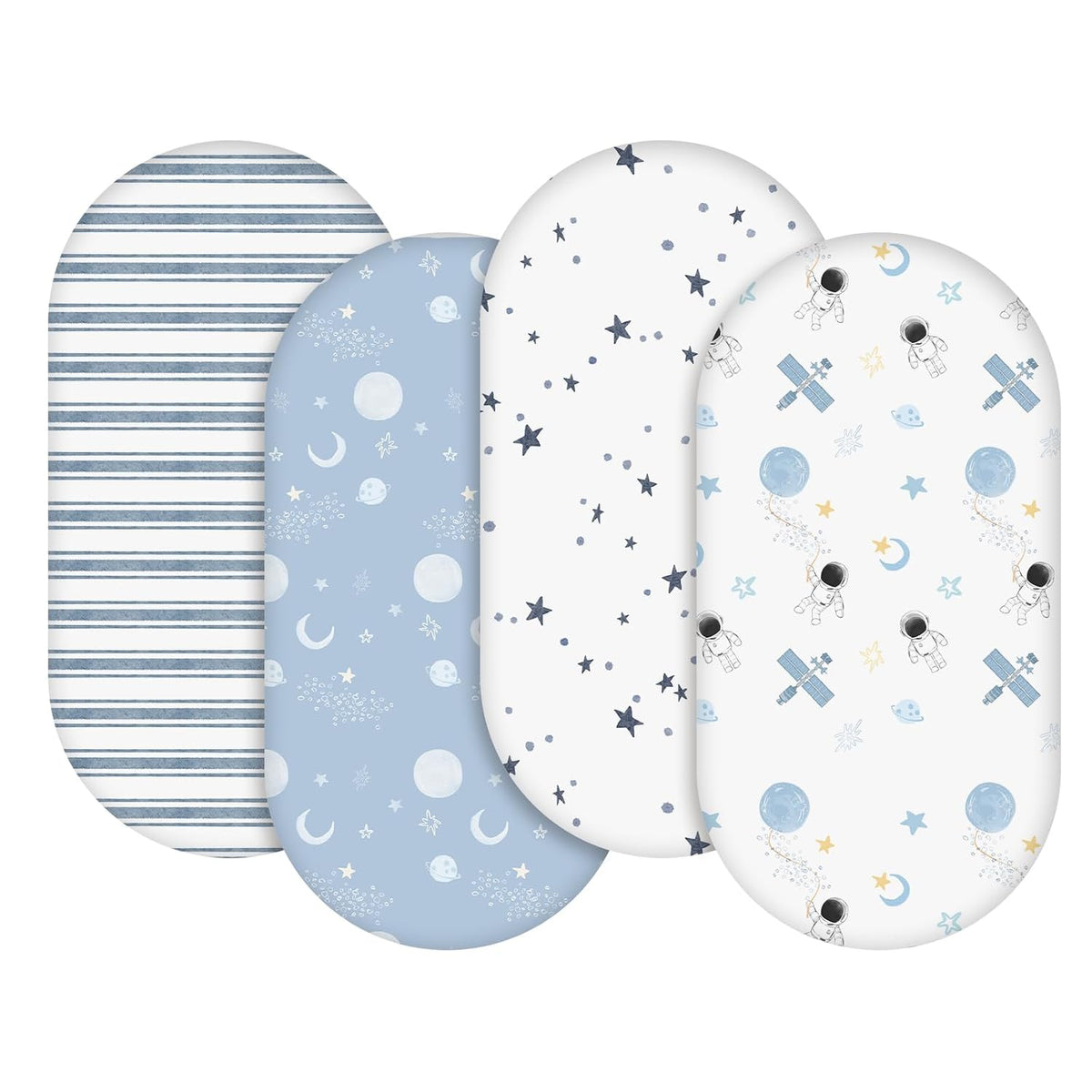 Gllquen Baby Bassinet Sheets 4 Pack, Breathable Cozy Fitted Mattress Sheet