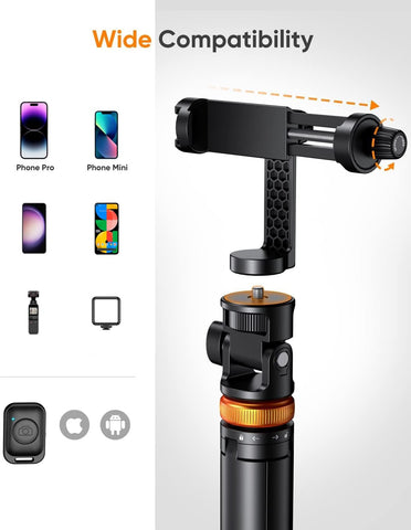 EUCOS 62" Phone Tripod, Tripod for iPhone & Selfie Stick with Remote