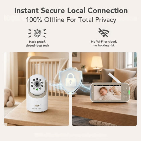 Infant Optics DXR-8 PRO - Patented Active Noise Reduction (ANR), 5” HD Video Baby Monitor with 1 Camera, No WiFi, Hack-Proof,Pan Tilt Zoom, Interchangeable Lens
